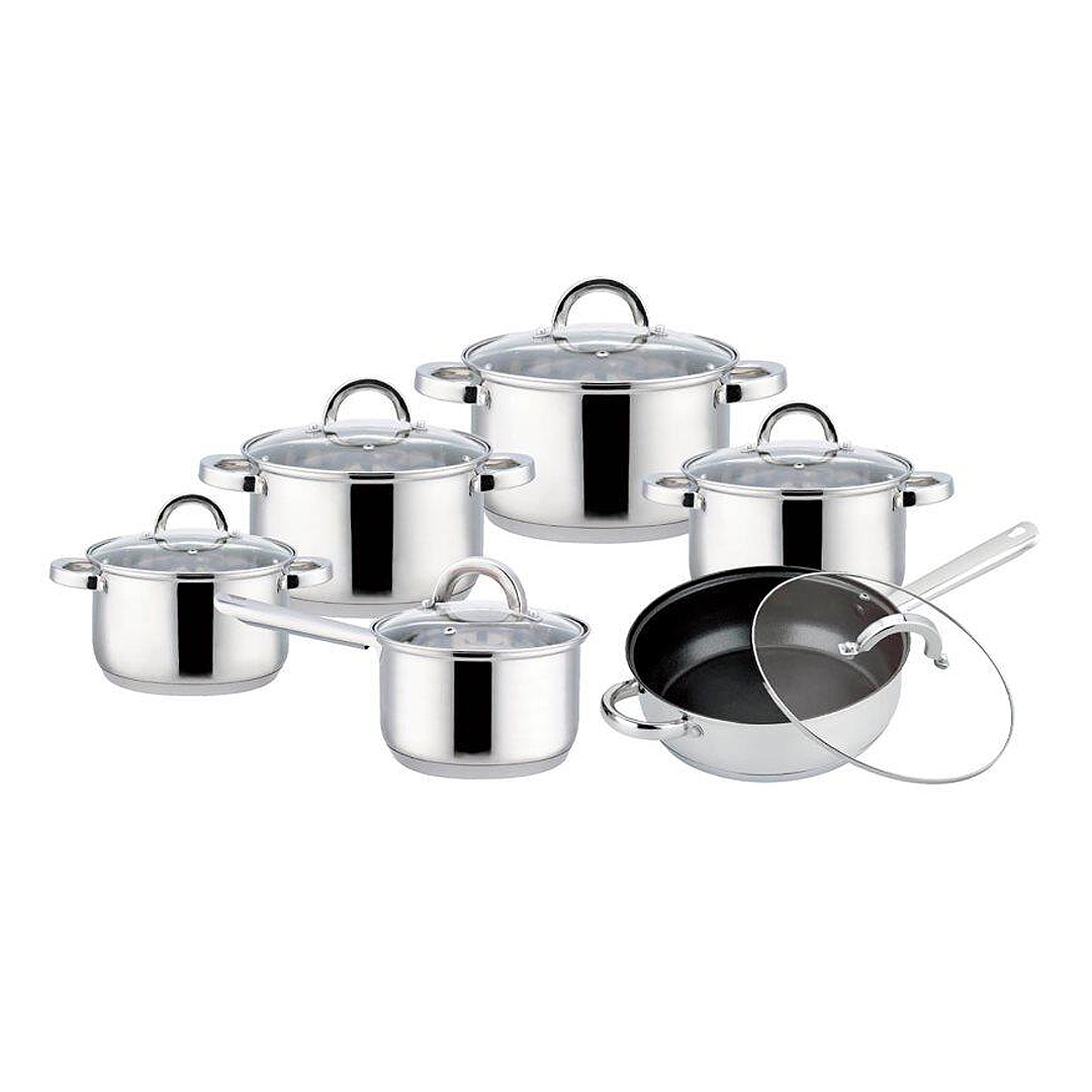 12pcs Steel with Glass Lid Cookware Set