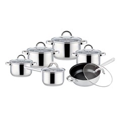 12pcs Steel with Glass Lid Cookware Set