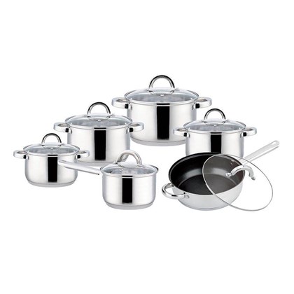 12pcs Steel with Glass Lid Cookware Set