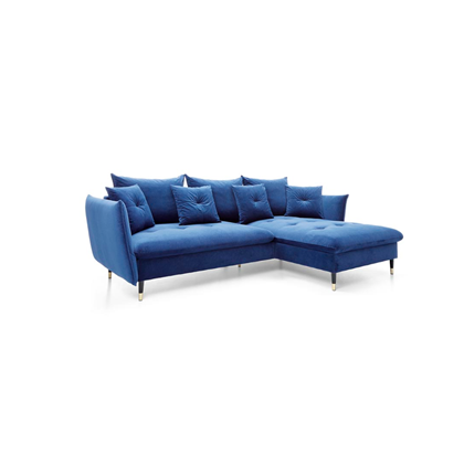 Corner Sofa Bed with Chaise Right 258cm – Blue