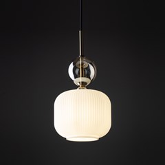 Sophia Cognac White Hanging Lamp – White/Gold/Smoky