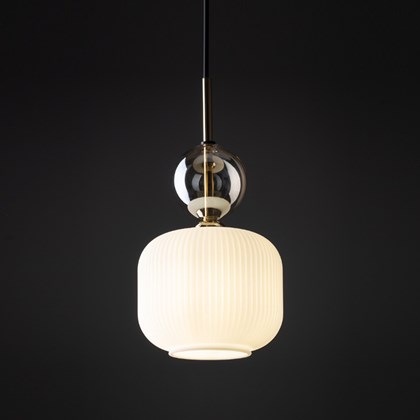 Sophia Cognac White Hanging Lamp – White/Gold/Smoky