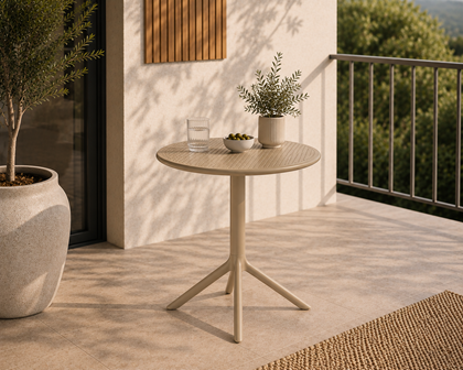 Table Round Folding  Taupe 74x60 cm