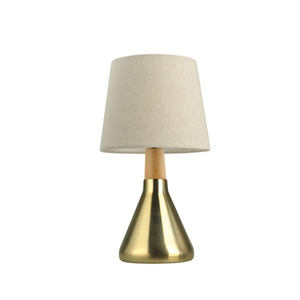 Brass & Wood Table Lamp – Sand White