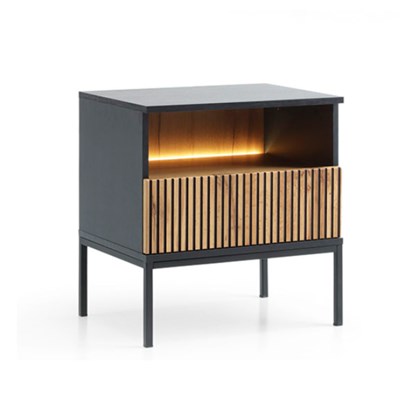 Bedside Table Wotan – Oak & Black