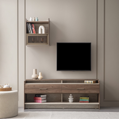 Bilbao TV Unit – Walnut/Travertene