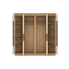 4 Doors Wardrobe – Riviera Oak Light & White High Gloss