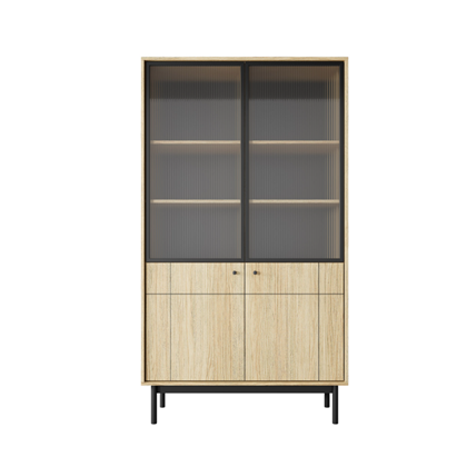 Bookshelf 2 Door with Front Glass – Linea Oak