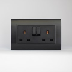 2 Gang 13AMP Socket Black Matte Series