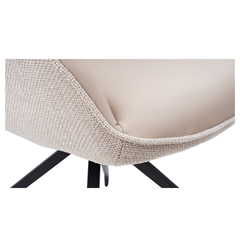 Swivel Dining Chair – Leather & Fabric Light Grey