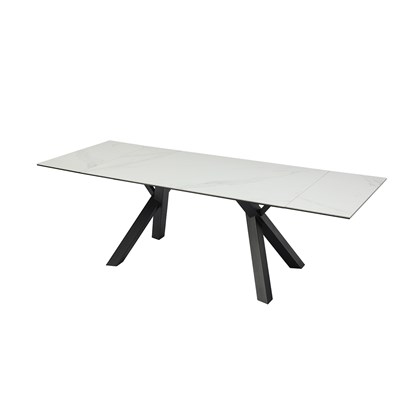 White Table Extendable Glass With Gloss Ceramic