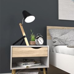 Oslo Nightstand 1 Drawer White & Oak