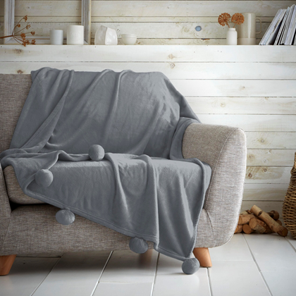 Throw Pom Pom 130x180 Grey
