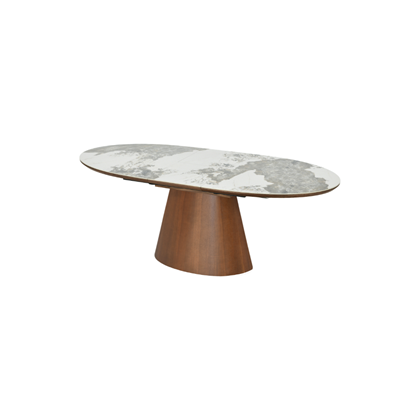 Extendable Dining Table 160-200 x 90 x 76 cm Ceramic Top - Walnut Colour