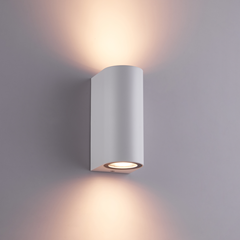 White Plastic Wall Light - Up & Down - GU10 5W