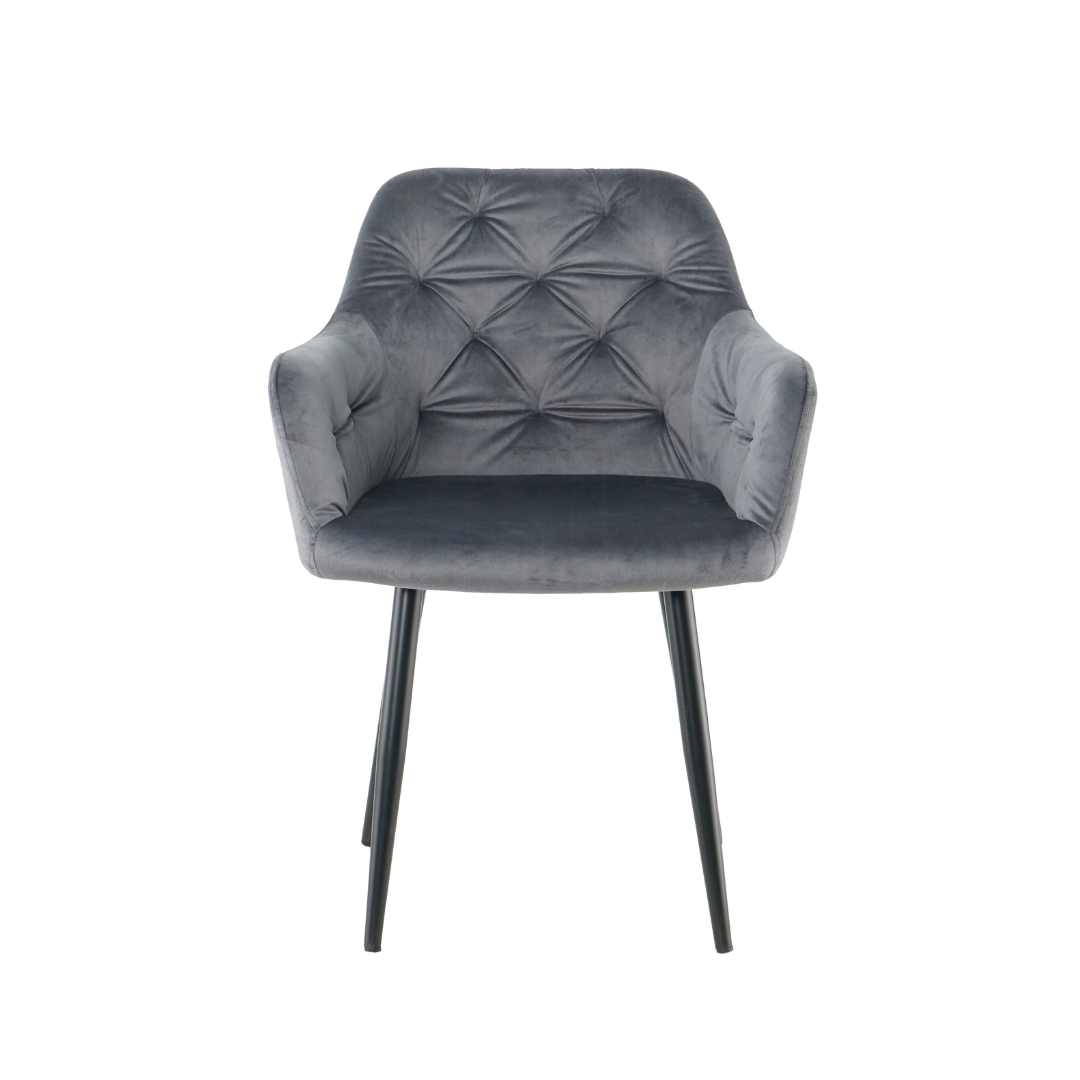 Dark Grey Velvet Dining Armchair