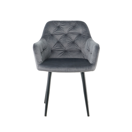 Dark Grey Velvet Dining Armchair