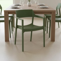 Modern Stackable Plastic Armchair – Olive Green