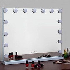 15 Bulbs LED Makeup Mirror with Adjustable Brightness & 3 Color Mode 800x600mm with base