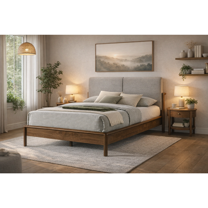 Natural Walnut Queen Bed