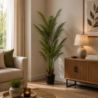 Green Palm Tree in Black Pot - H145cm