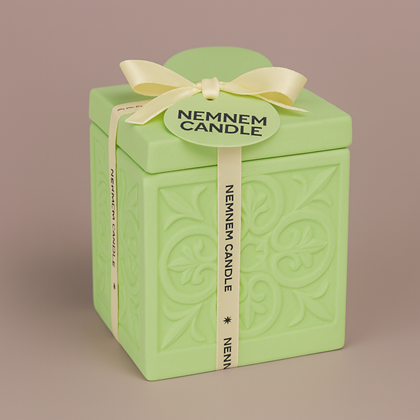 Small Cube Jar – Maltese Heart Green