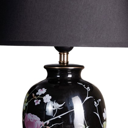 Ceramic Black Flowers Table Lamp