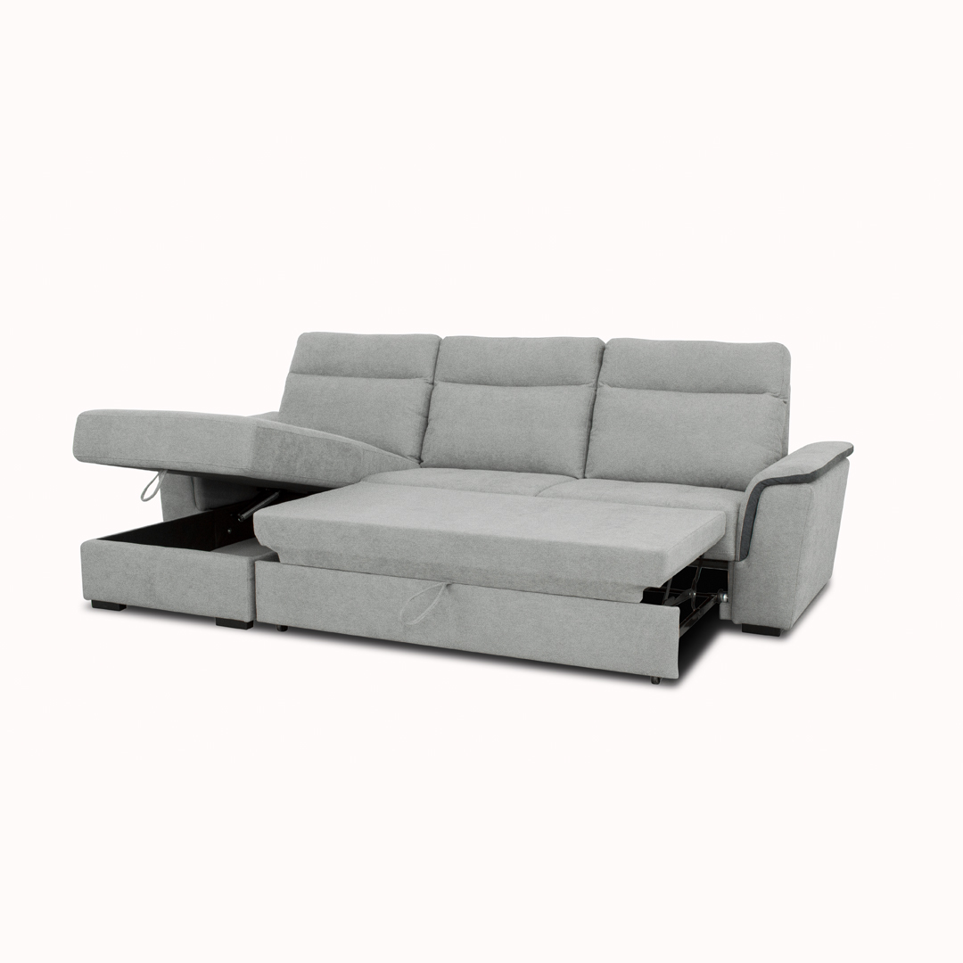 2-Seater Sofa Bed with CHL Left - Silver (BET 018)