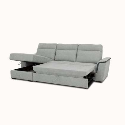2-Seater Sofa Bed with CHL Left - Silver (BET 018)