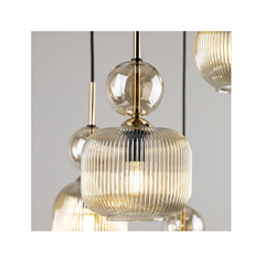 Sophia Cognac Hanging Lamp – Amber & Black/Gold