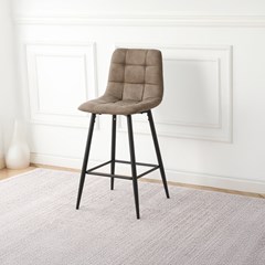 Brown Microfiber Bar Stool with Black Metal Legs