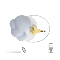 Ceiling Light - Jet Plane with Cloud Design & Remote Control