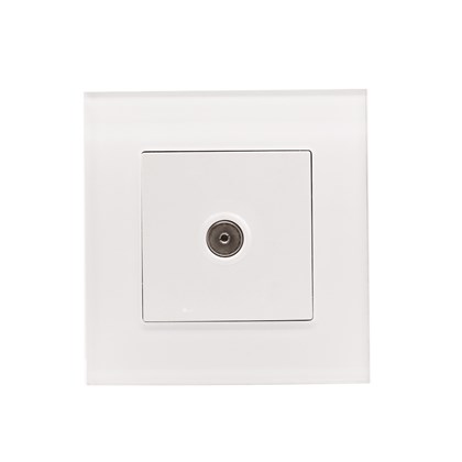 1 Gang TV Outlet White Temp Glass