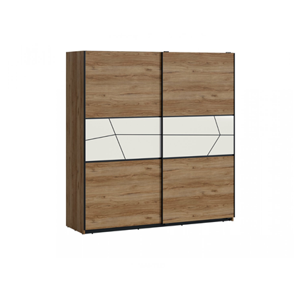 2D Wardrobe Cabinet – Catania Oak, Black Pearl & White Gloss