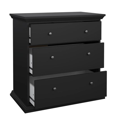 North Chest with 3 Drawers Black