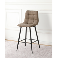 Brown Microfiber Dining Chair with Black Metal Legs