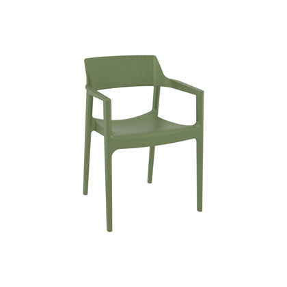 Modern Stackable Plastic Armchair – Olive Green