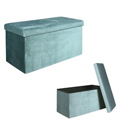 Foldable Storage Bench Giulia Velvet Blue M2