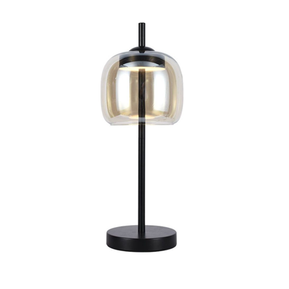 LED Designer Table Lamp – Metal & Glass, 3000K Amber