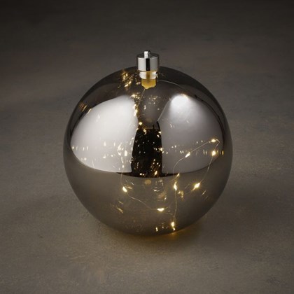 Xmas Ball Silver 20 LED Battery Operated