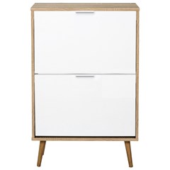 Shoe Cabinet with 2 Doors – White & Brown