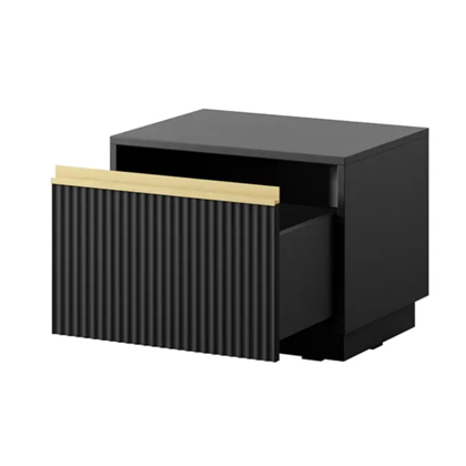 Bedside Table with Drawer - Black