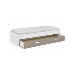 Set Bridge Bed with Slats & Drawer 90x200 – Matt White & Clay