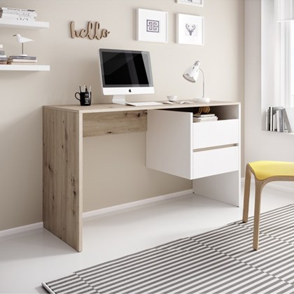 Paco Office Desk Artisan Oak White