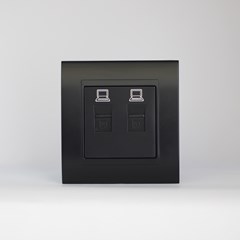 2 Gang Ethernet Outlet Black Matte Series