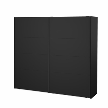 Catania Wardrobe with 2 sliding doors Matt Black  244 x 66.6 x 221 cm