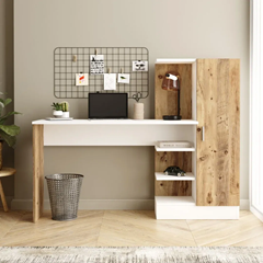 Study Room Desk in Pine and White