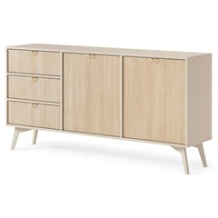 Sideboard 3 Drawers 2 Doors - Chevron Scandi & Beige