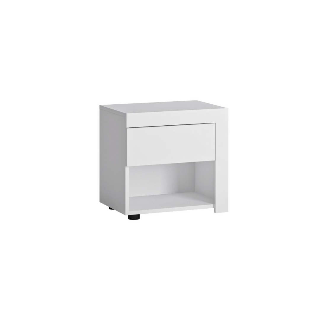 Right-sided Bedside Table 1 Shelf – White Alpin & High Gloss