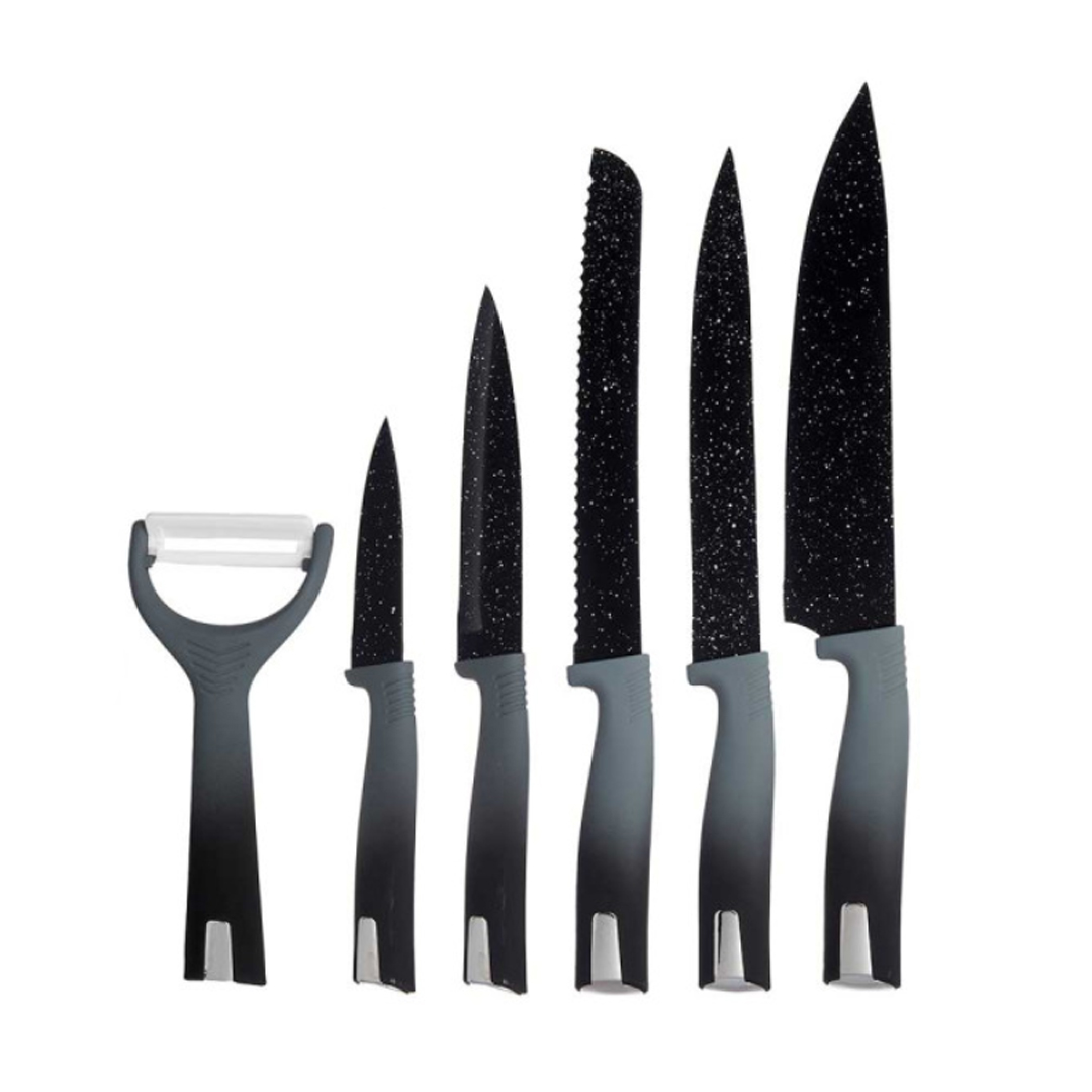 Set of 6 Knives & Peeler – Black
